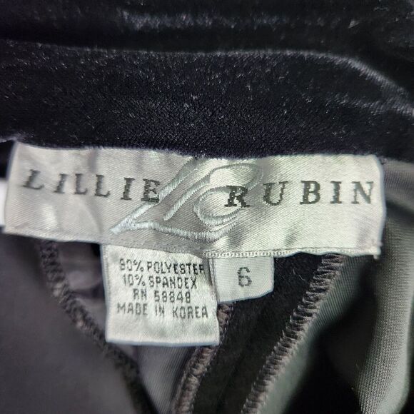 VTG Lillie Rubin Jumpsuit Womans 6 Black Velvet Mock Neck Long Sleeve 1 Pc Goth - Picture 13 of 14